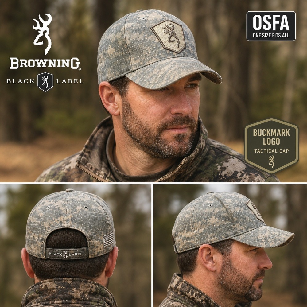 Browning Black Label Hat Mens ACU Digital Camo Buckmark Logo Tactical Cap OSFA